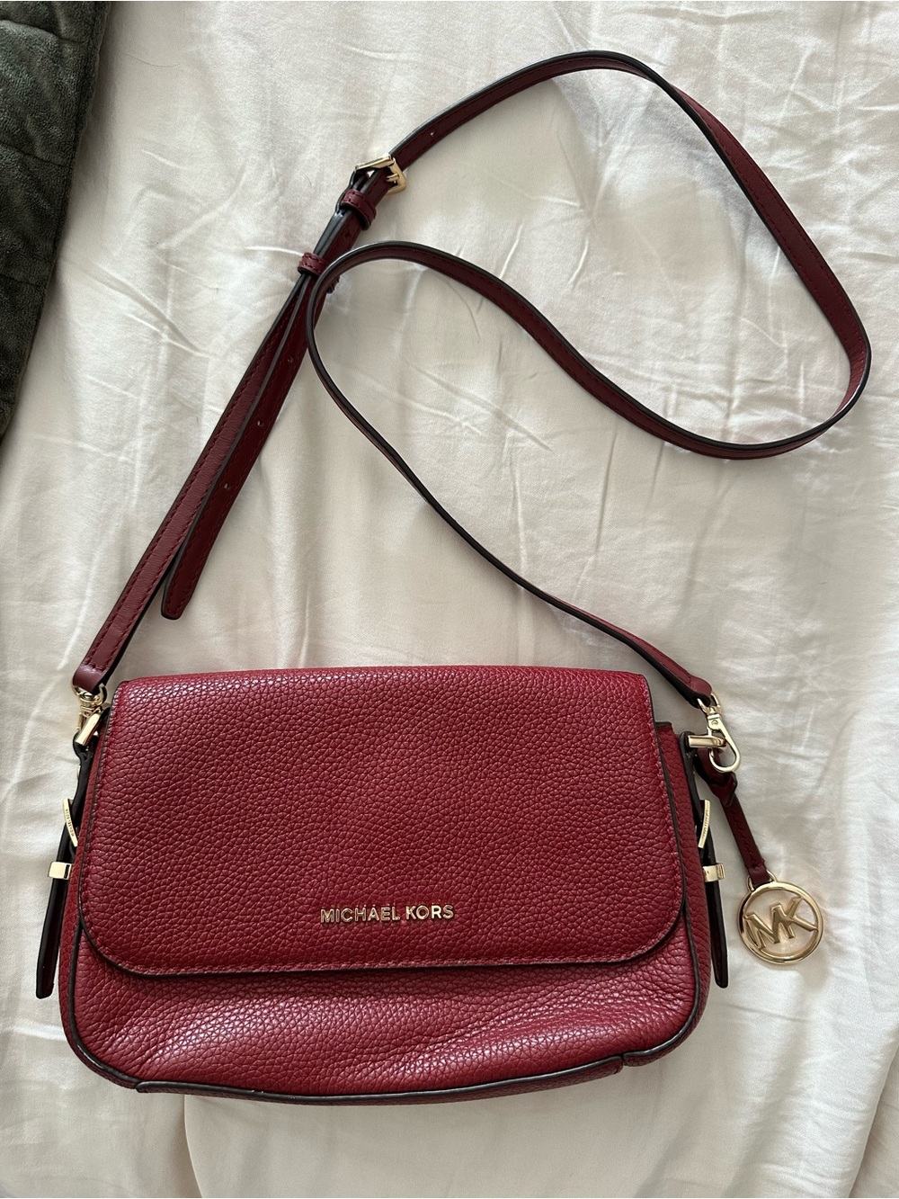 Michael Kors Pebbled Leather Crossbody Bag - Wine